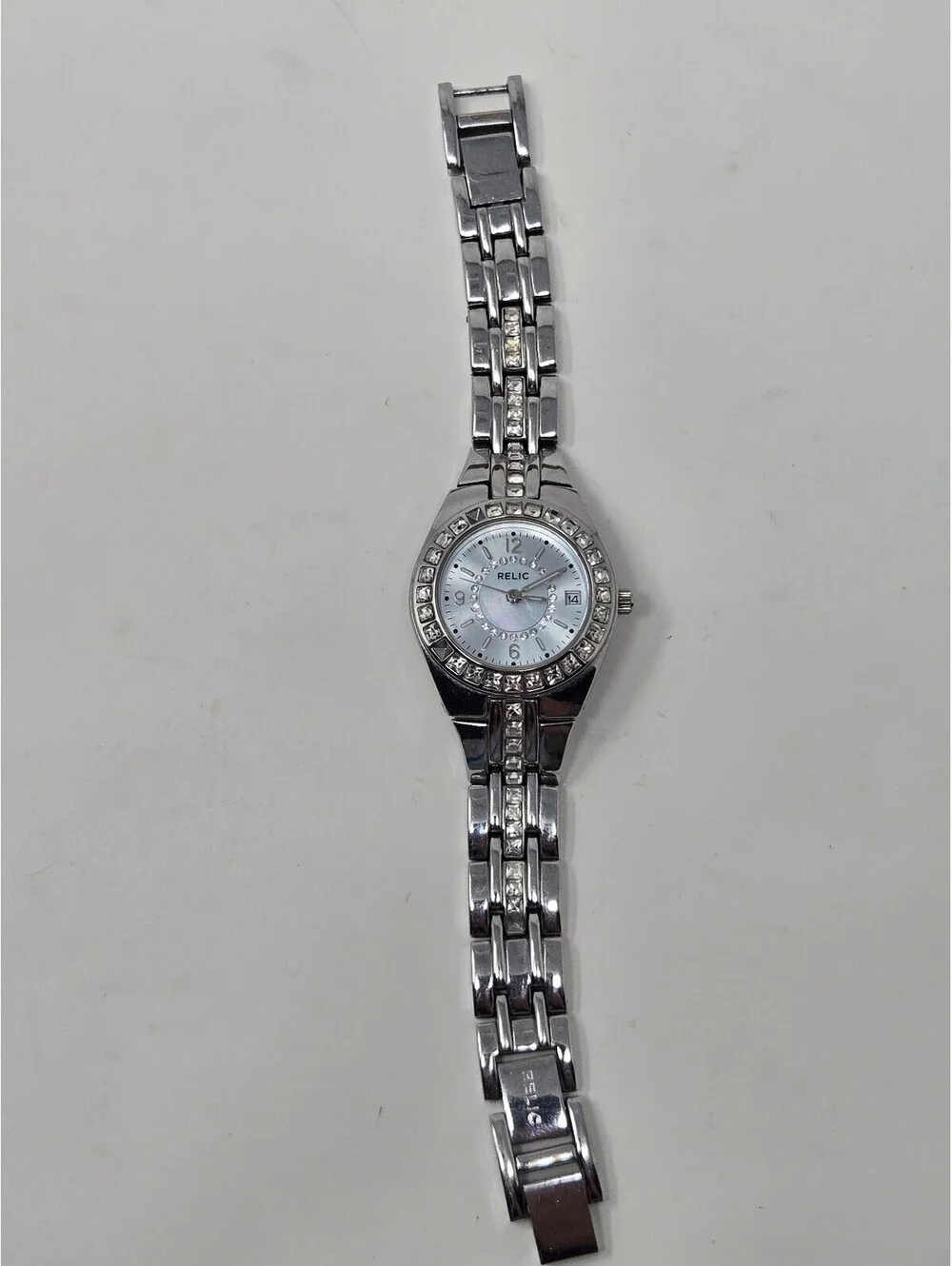 Relic by Fossil Women's Queen's Court Silver-Tone Crystal Bezel Watch